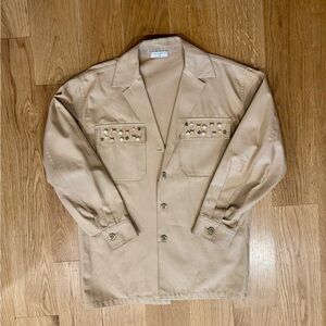 Sandro Beige Shirt Jacket with Studded Details